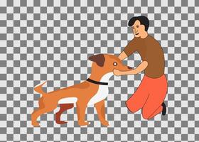 a man is petting a dog on a checkered background vector