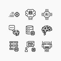 Design Illustration graphic of artificial intelligence set icon part 2 with line style. Suitable for UI, mobile design, web design, etc. vector