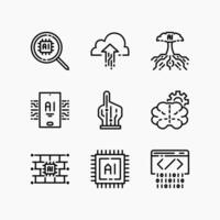Design Illustration graphic of artificial intelligence set icon part 1 with line style. Suitable for UI, mobile design, web design, etc. vector