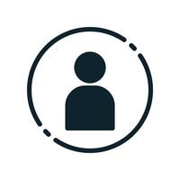 A person icon in a circle on a white background with glyph style vector