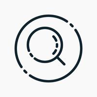 Magnifying icon in a circle on a white background vector