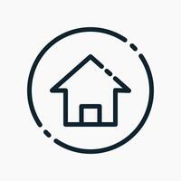 A house icon in a circle on a white background vector