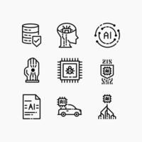 Design Illustration graphic of artificial intelligence set icon part 3 with line style. Suitable for UI, mobile design, web design, etc. vector