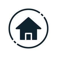A house icon in a circle on a white background vector