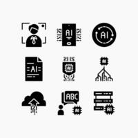 Design Illustration graphic of artificial intelligence set icon part 2 with glyph style. Suitable for UI, mobile design, web design, etc. vector