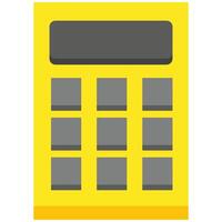 Yellow calculator with a black screen, suitable for financial concepts, accounting, budgeting, math projects, educational materials, business presentations. vector