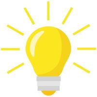Yellow light bulb emits glowing rays belonging to a solution, creativity, innovation, and bright ideathemed design projects and concepts. vector