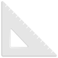 Useful for math, engineering, and drawing designs, this white triangular ruler with markings aids in precise measurements and angles. vector