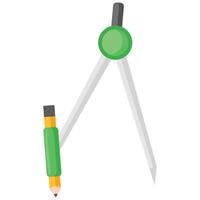 Green and silver compass with a pencil great for educational content, navigation materials, travel blogs, exploration concepts, and geography resources. vector