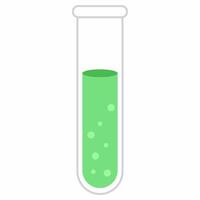 Test tube filled with green liquid and bubbles, ideal for science experiments, laboratory themes, chemistry concepts, and educational presentations vector