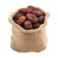 Dried Fruit Delight Sweet Dates in a Jute Bag Isolated on Transparent Background for Creative Designs png