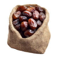 Healthy Dried Fruit in Jute Sack Sweet Dates Cutout for Transparent Background Use in Visual Projects png