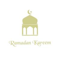 Ramadan Kareem Artwork Simple golden mosque with Arabic-style typography, conveying Ramadan Kareem greetings. Great for digital and print use in Islamic celebrations vector