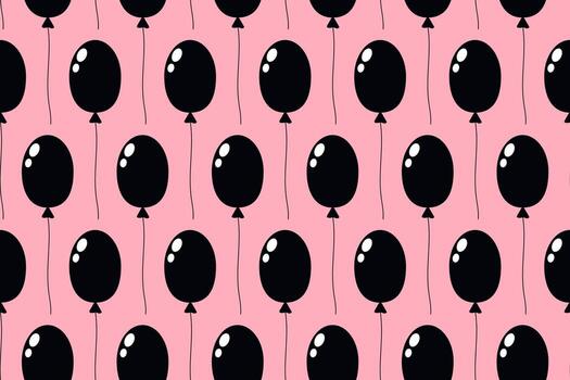 negro globos en un rosado antecedentes crear un caprichoso modelo para celebraciones y eventos vector