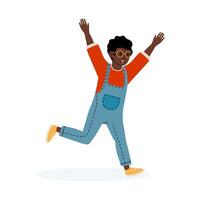 Happy child running joyfully in colorful outfit on a bright sunny day vector