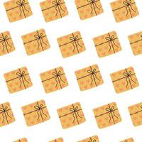 Colorful gift boxes with heart patterns on a white background create a festive atmosphere vector