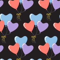 Colorful heart and round balloons on a dark background for festive occasions vector