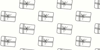 Artistic pattern featuring hand-drawn gift boxes with ribbons on a soft background vector