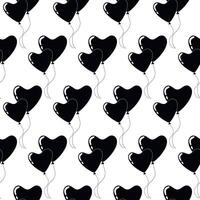 Repeating pattern of black heart balloons on a white background for festive occasions vector