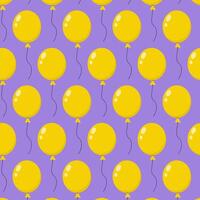 Colorful yellow balloons create a festive pattern on a vibrant purple background vector