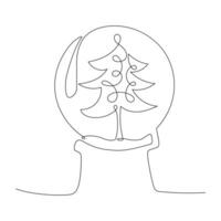 Creative outline of a snow globe featuring a Christmas tree design vector