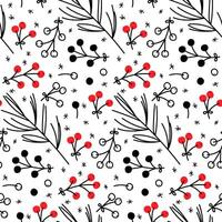 Floral pattern featuring black and red designs on a white background vector
