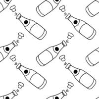Pattern of champagne bottles with corks in a repetitive design for festive occasions vector
