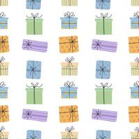 Colorful wrapped gifts in a playful pattern for festive occasions vector