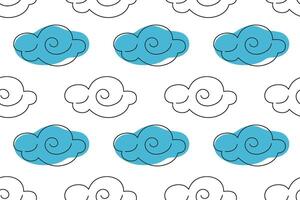 Blue and white cloud pattern creating a whimsical design for home decor or fabric use vector