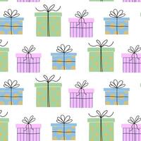 Colorful gift boxes with unique designs create a cheerful pattern for festive occasions vector