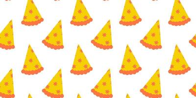 Colorful party hats in repeating pattern decorate a festive background for celebrations vector