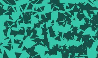 Chaotic and stacked triangle pattern background on dark aqua green color. Abstract geometric design vector