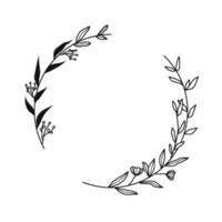 Circle Frame with Leaves and Flowers botanical wreath vector