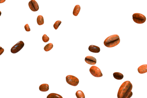 Flying and falling coffee beans overlay 3d render png