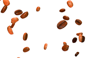 Flying coffee beans overlay 3d rendering png