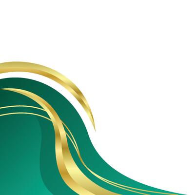 Gold green wave corner border