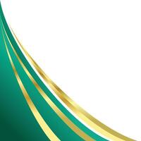 Green curve corner abstract border with gold line vector