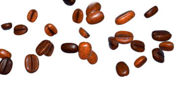 Flying mid air coffee beans overlay 3d render png