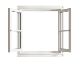 Open White Window Frame in Minimalist Modern Design Isolated with Transparent png