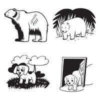 Set of wild animals art design vector