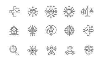 AI Automation Icon with Cogwheel and Data Processing Elements vector