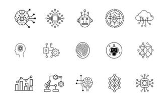 Minimalist AI Brain Icon with Neural Connections and Data Flow vector
