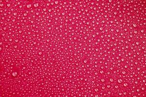 Detailed View of Droplets Resting on Red Background photo