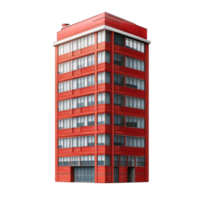 Red Building with Windows On Transparent Background png