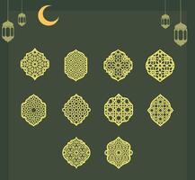 Set of Islamic Shape Illustration with pattern design vector