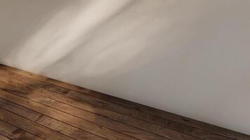 3d render empty interior room shadow wall space background mock up architecture sunlight. empty home modern window light floor design apartment white video