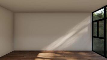 a empty interior room shadow wall space background mock up architecture sunlight. empty home modern window light floor design apartment white video