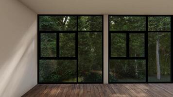 a render empty interior room shadow wall space background mock up architecture sunlight. empty home modern window light floor design apartment white video