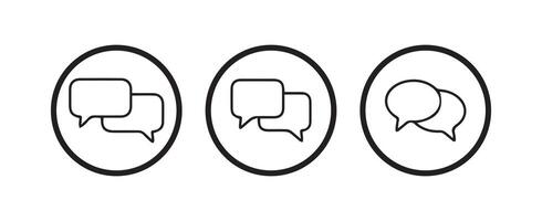 Chat bubble set outline isolated on white background. vector