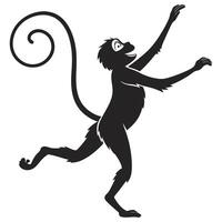 A black and white silhouette of a monkey vector